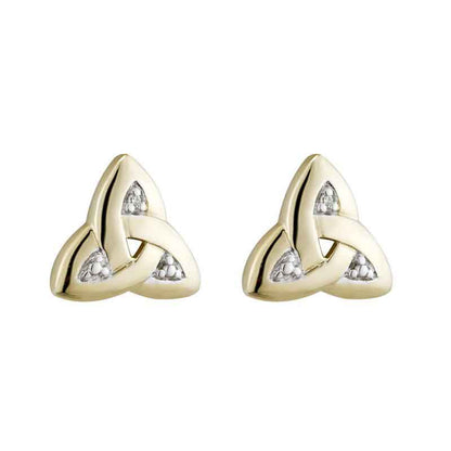 Irish Earrings | 9k Gold Cubic Zirconia Stud Trinity Knot Earrings