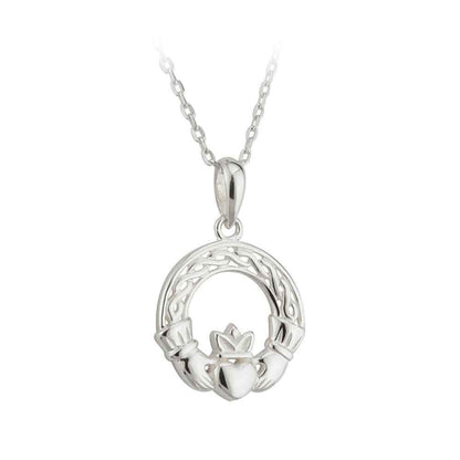 Celtic Pendant - Sterling Silver Celtic Claddagh Pendant with Chain