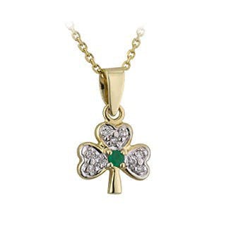 Irish Necklace | Gold Plated Crystal Shamrock Pendant