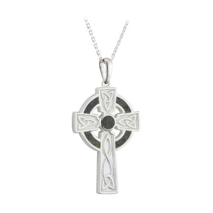 Irish Necklace - Sterling Silver Small Marble Cross Pendant