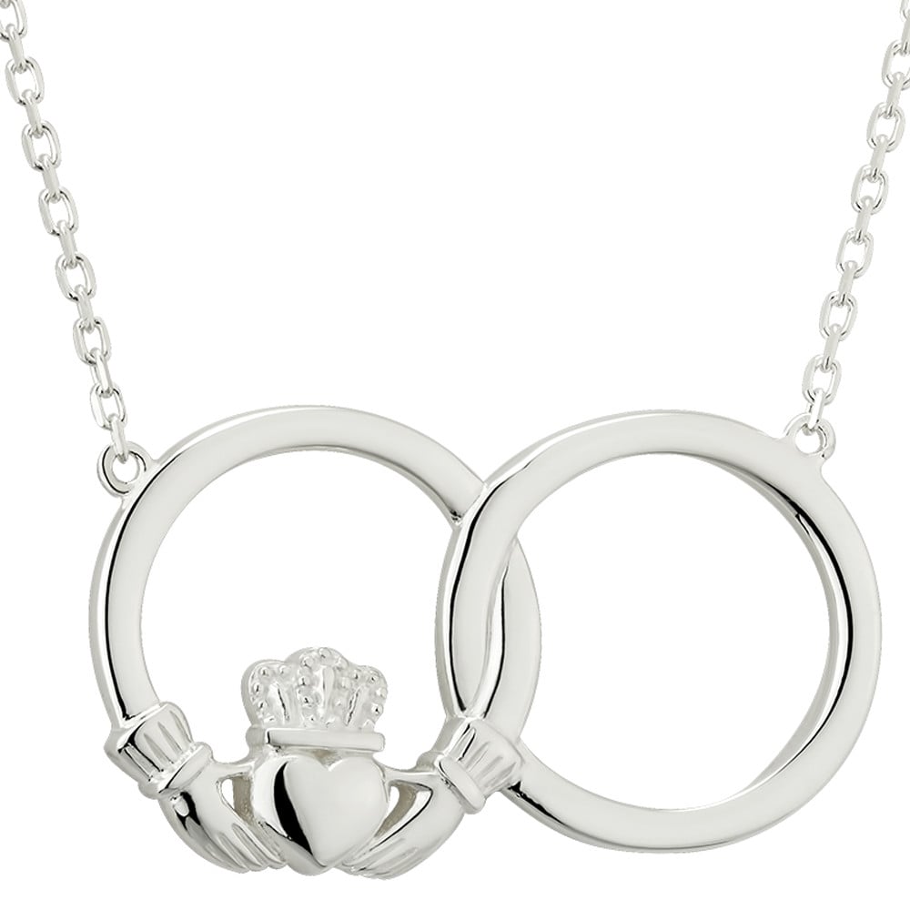 irish necklace - sterling silver circle claddagh pendant