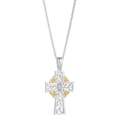 Irish Necklace | 10k Gold Trinity Knots Tree of Life Diamond Celtic Cross