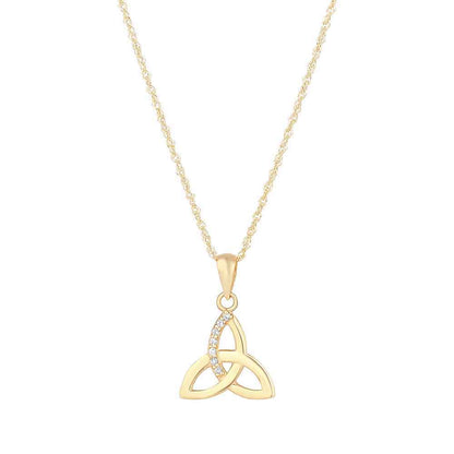 Irish Necklace | 9k Gold Cubic Zirconia Accent Trinity Knot Pendant