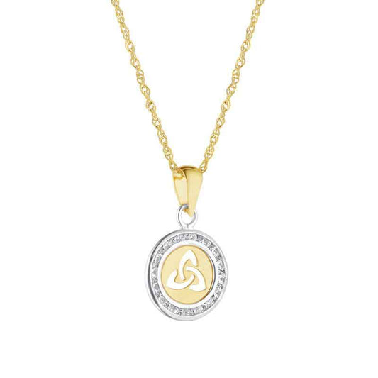 Irish Necklace | 10k Gold Small Circle Trinity Knot Pendant