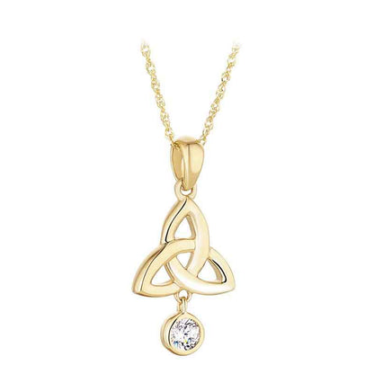 Irish Necklace | 9k Gold Cubic Zirconia Floating Trinity Knot Pendant
