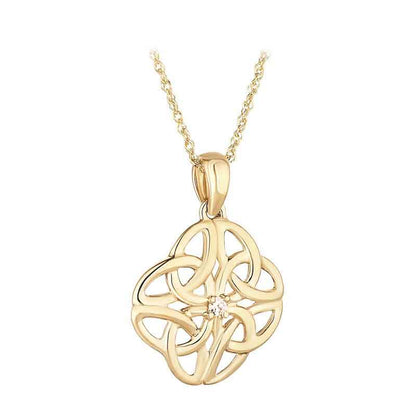 Irish Necklace | 9k Gold Cublic Zirconia Celtic Knot Pendant