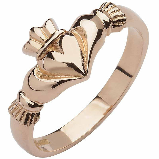 Irish Wedding Band - 10k Rose Gold Ladies Elegant Claddagh Ring