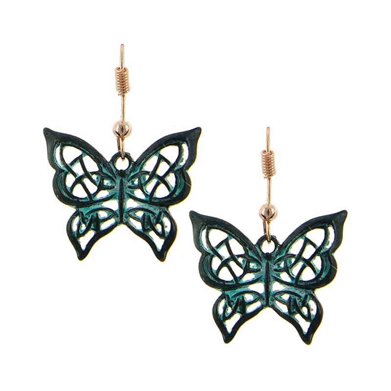 irish earrings | celtic knot butterfly patina earrings