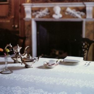irish linen tablecloth - 69 inch x 116 inch 100% linen damask irish tablecloth
