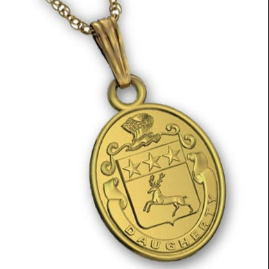 irish necklace - sterling silver oval family crest pendant with chain