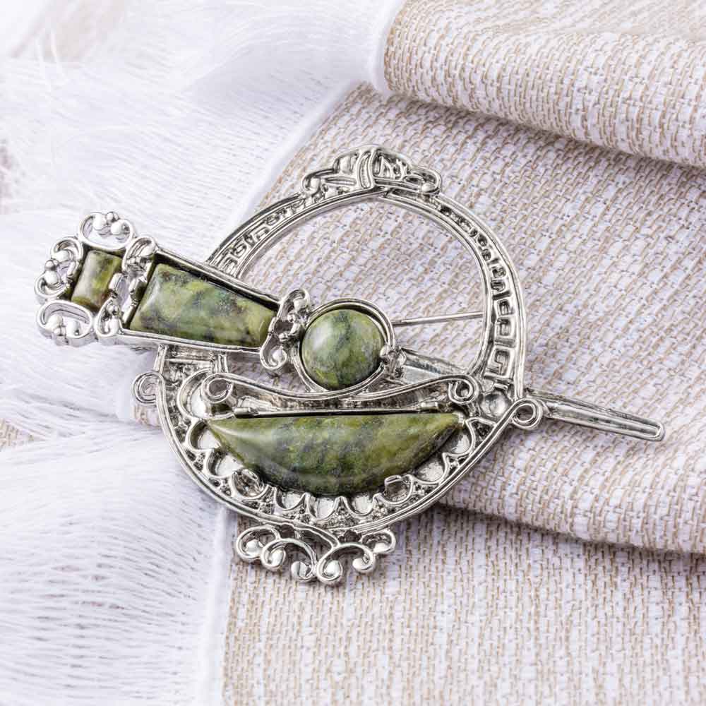 celtic brooch - tara brooch with connemara marble