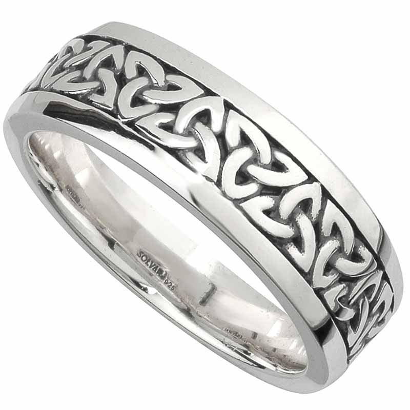 irish wedding band -  sterling silver mens celtic trinity knot ring