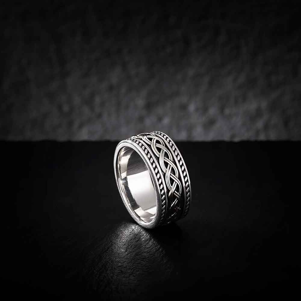 celtic ring - men's sterling silver ancient celtic knot band