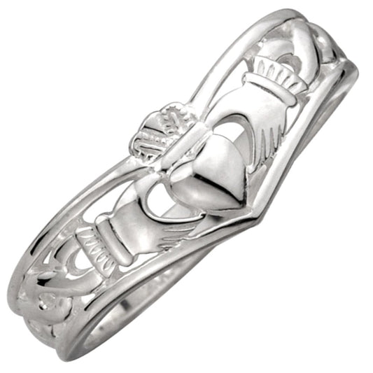 Claddagh Ring - Ladies Sterling Silver Celtic Claddagh Wishbone