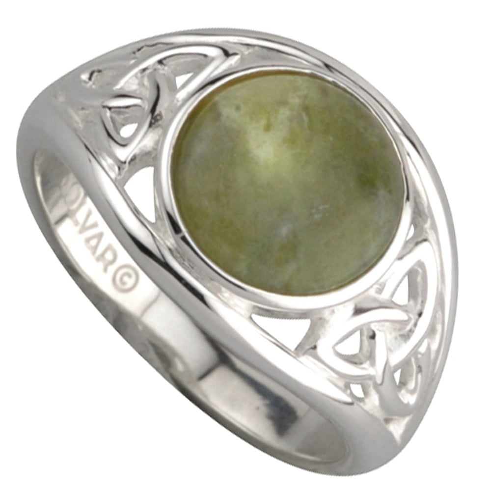 trinity knot ring - sterling silver connemara marble trinity knot
