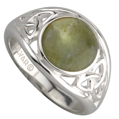 Trinity Knot Ring - Sterling Silver Connemara Marble Trinity Knot
