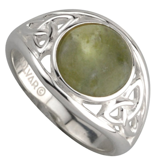Trinity Knot Ring - Sterling Silver Connemara Marble Trinity Knot