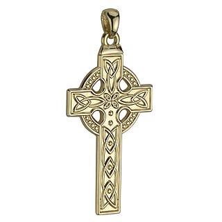 Celtic Pendant - 14k Gold Large Celtic Cross Pendant without Chain