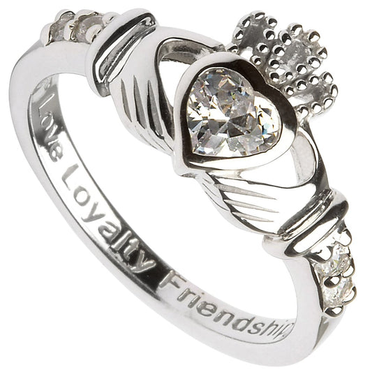 Claddagh Ring - Sterling Silver Birthstone Claddagh