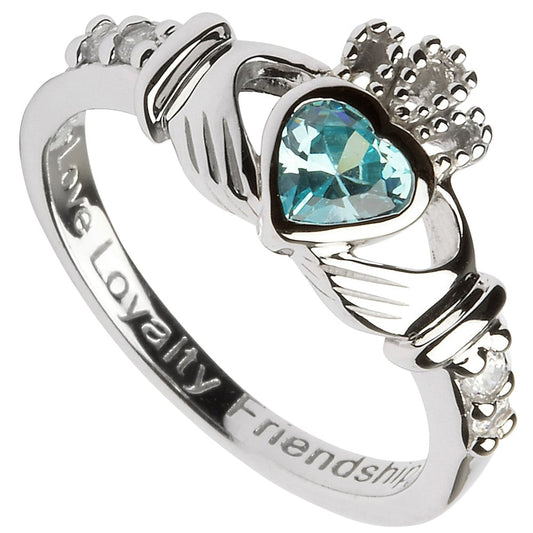 Claddagh Ring - Sterling Silver Birthstone Claddagh