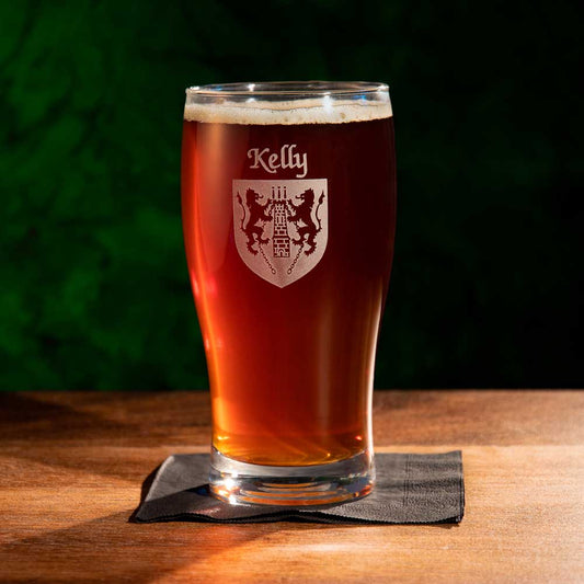 Personalized Irish Coat of Arms Tavern Glasses - Set of 4
