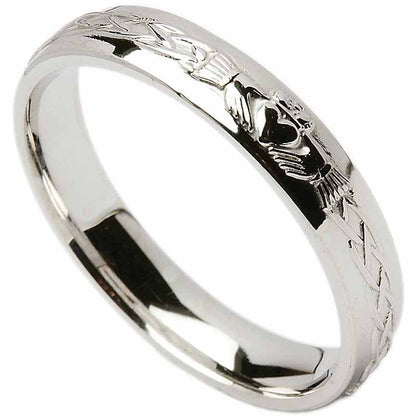 Irish Wedding Ring - Celtic Knot Claddagh Ladies Wedding Band
