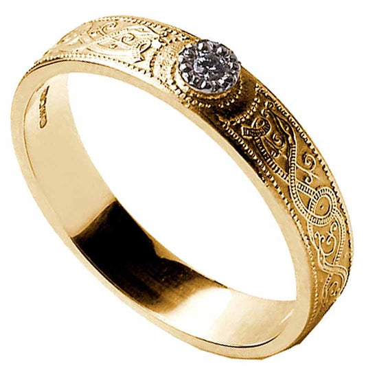 Celtic Ring - Ladies Diamond Warrior Shield Wedding Ring
