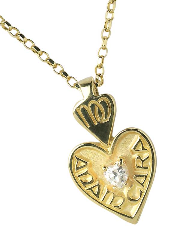 Product image for Irish Necklace - 10k Gold Mo Anam Cara 'My Soul Mate' Pendant with Chain and Stone Set