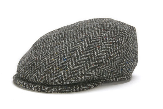 Product image for SALE | Vintage Irish Donegal Tweed Cap Black Herringbone