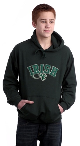 Product image for Irish Shamrock Applique Hooded Sweatshirt - Forest Green
