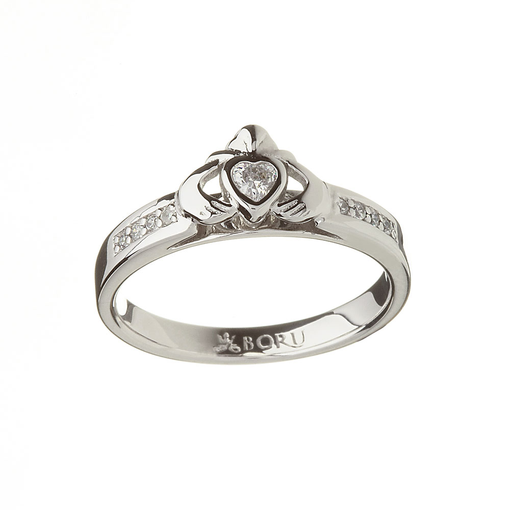 Product image for Irish Ring - CZ Claddagh Ring Sterling Silver