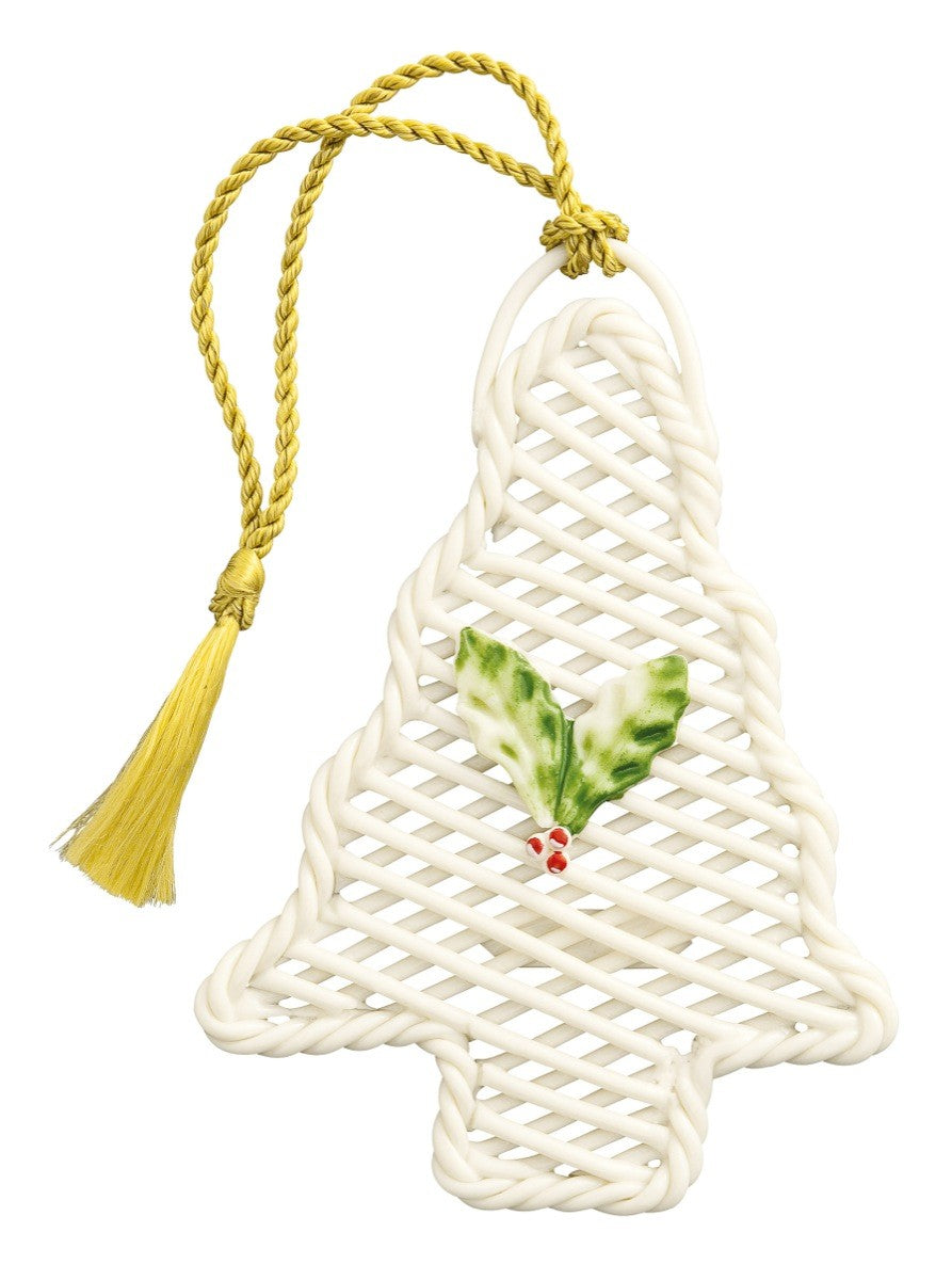 Irish Christmas Belleek Basket Christmas Tree Ornament at