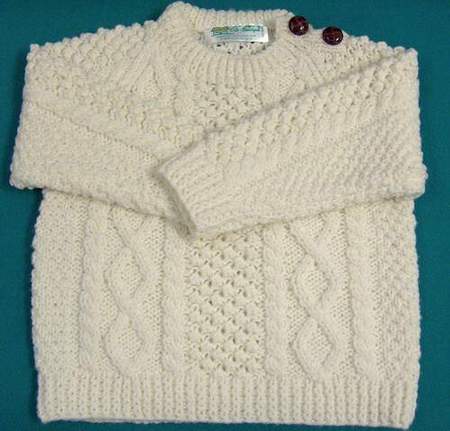 Product image for Irish Sweater - Children's Button Crew Aran Sweater