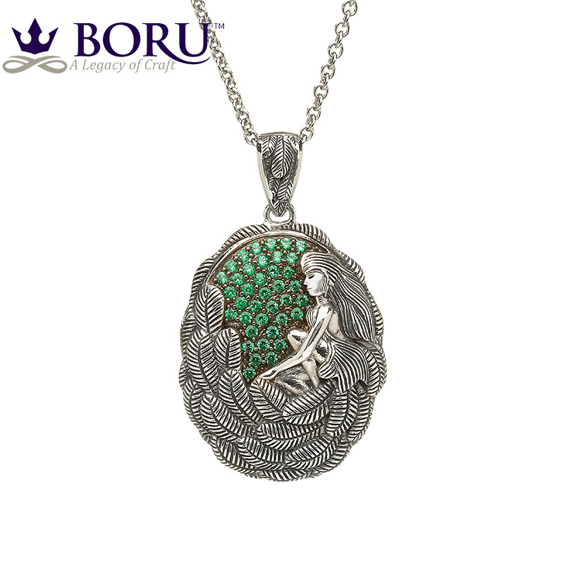 Product image for Irish Necklace - Danu Pendant with Green CZ