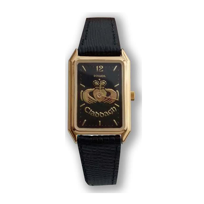 Irish Watch Ladies Rectangle Gold Plated Claddagh Watch at