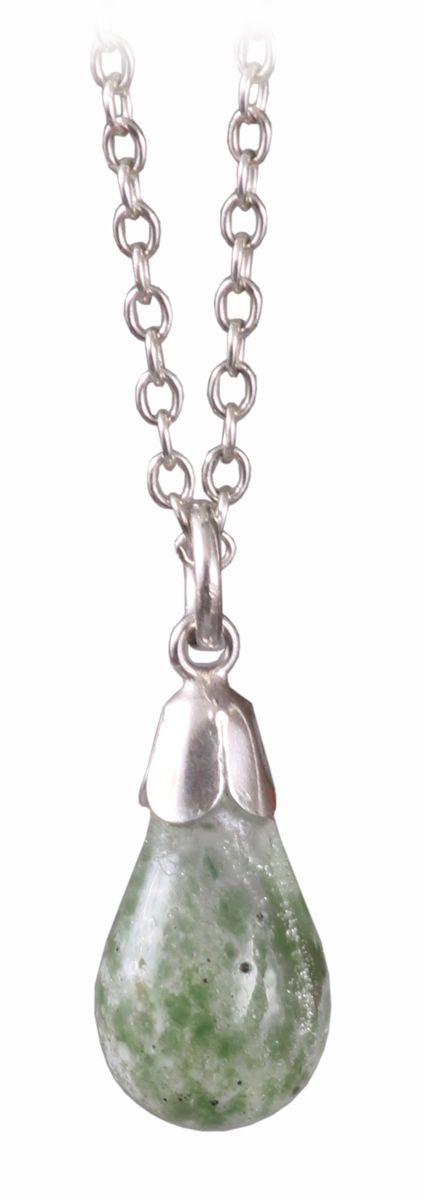 Product image for Irish Necklace - Fused Ashes and Glass Small Green Drop Pendant on Chain