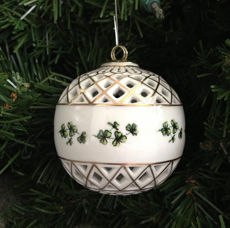 Irish Christmas Ornament Shamrock Ball Ornament at CBEXZ91S
