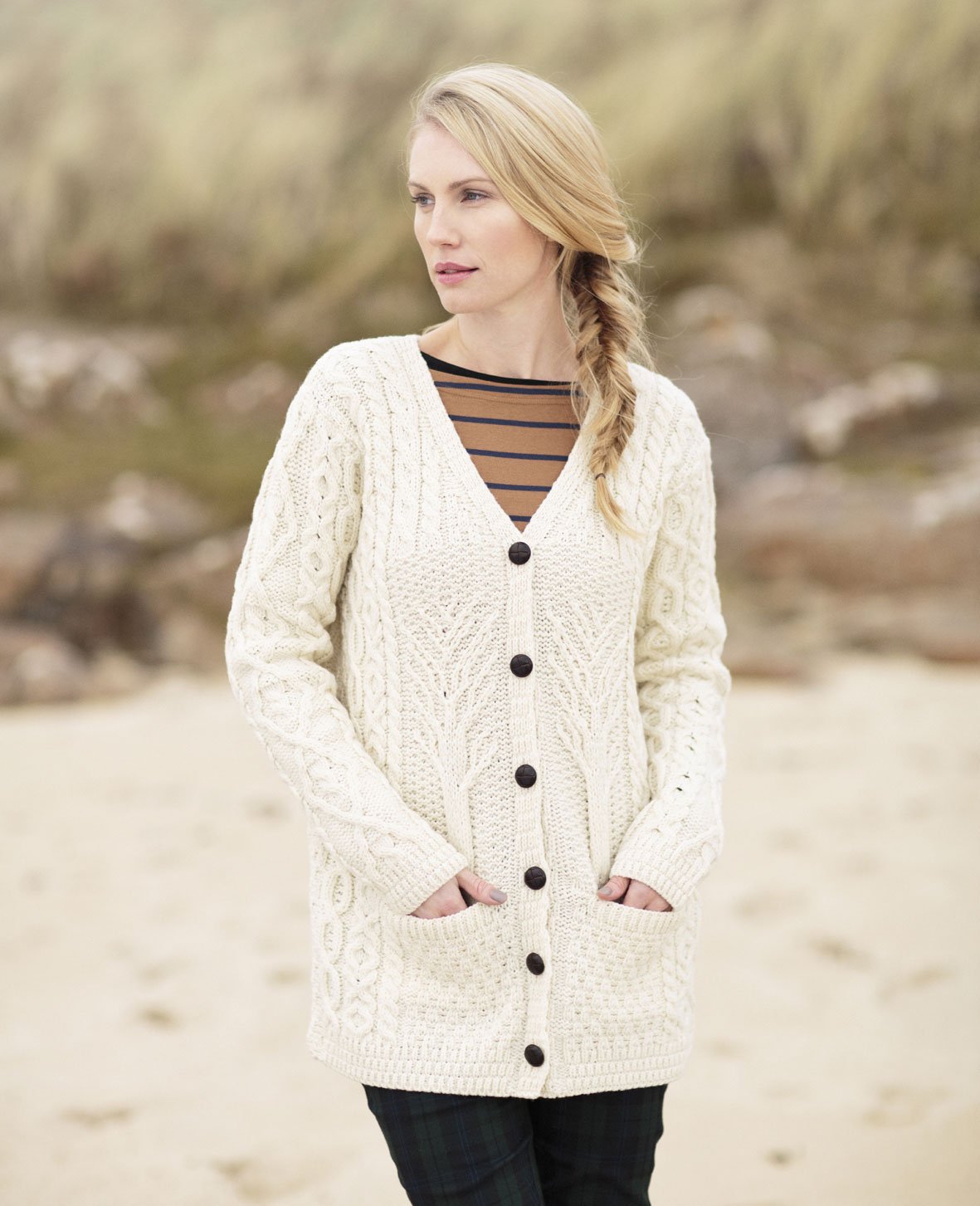 Irish Wool Sweater Ladies Tree of Life Merino Wool Cardigan at