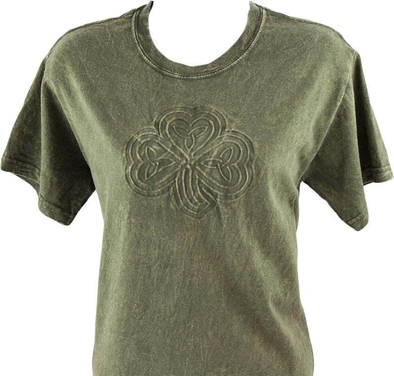 Irish TShirt Embossed Shamrock Knot Green at CF517