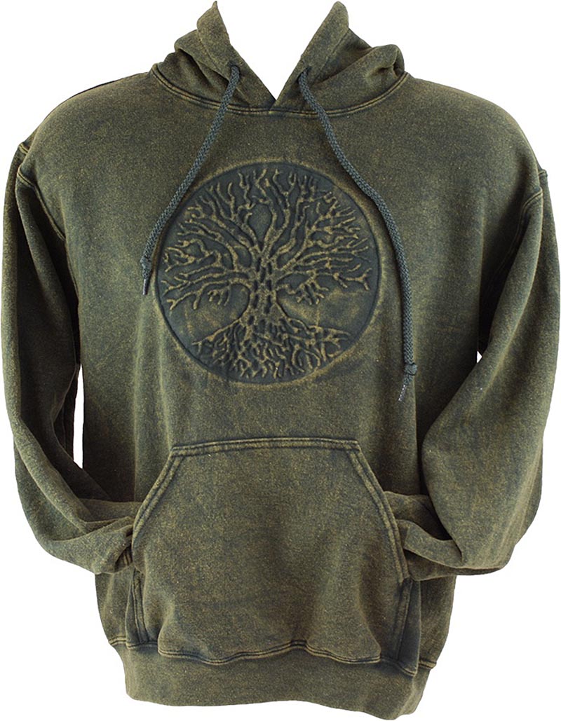 Product image for Irish Hooded Sweatshirt - Embossed Tree of Life - Green