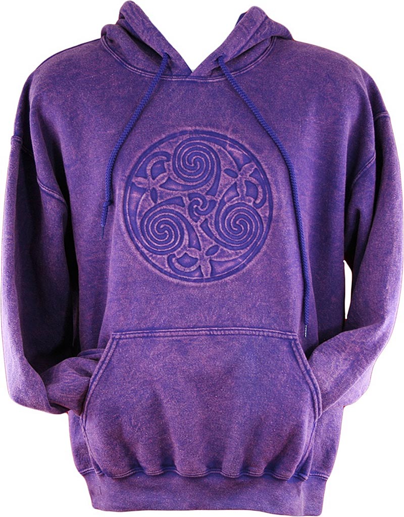 Irish Hooded Sweatshirt - Embossed Triskele - Purple at IrishShop.com ...