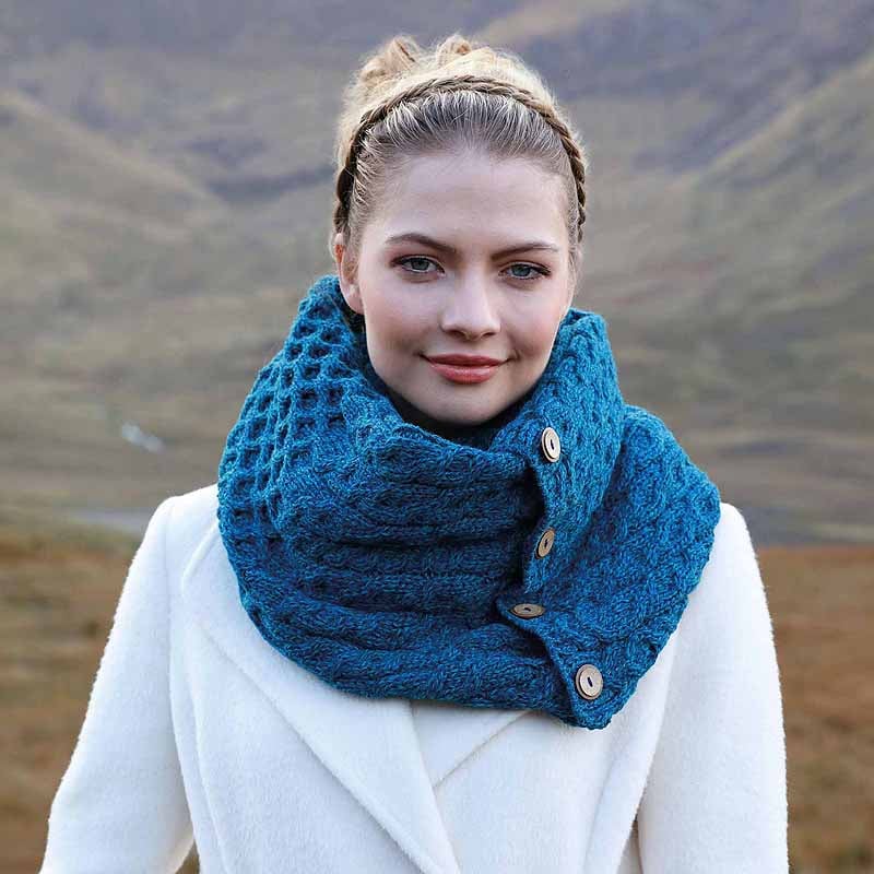 Product image for Merino Wool Snood Scarf with Buttons 