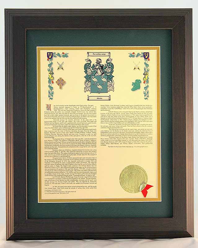 Product image for Personalized 11 x 14 History with Coat of Arms Matted & Framed Print