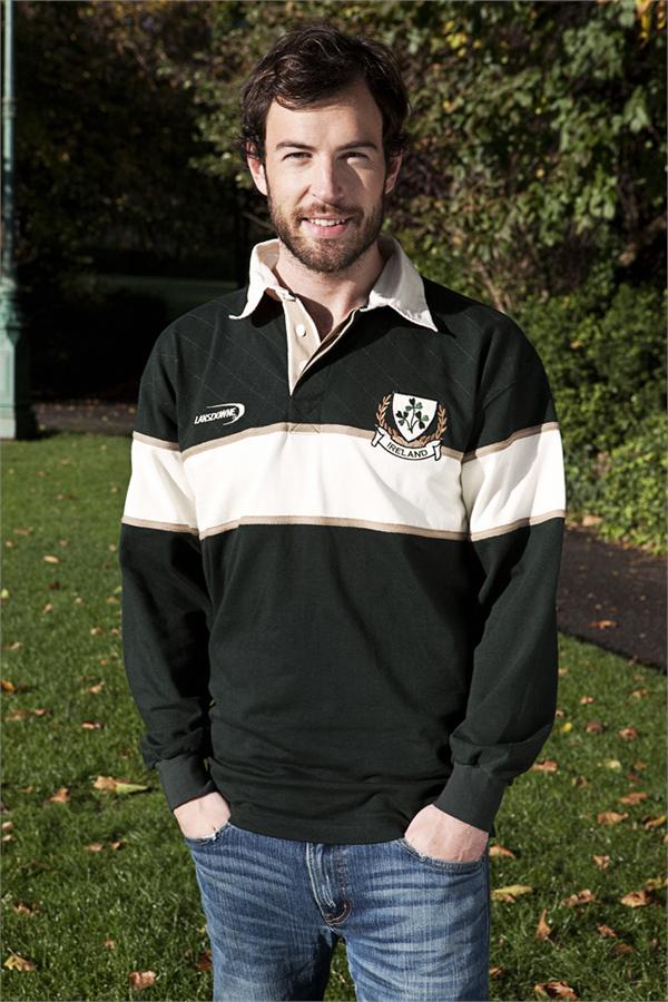 Irish Rugby Shirt - Green and Natural Ireland 3 Shamrock Rugby Shirt at ...