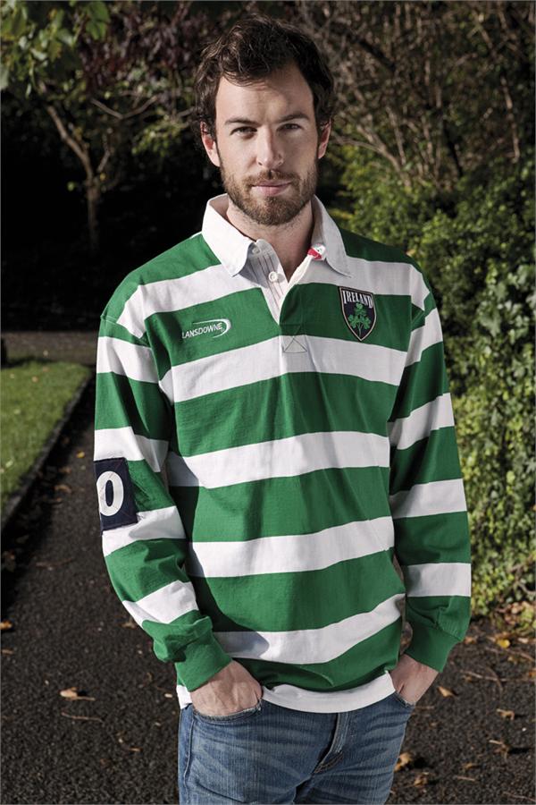 Irish Rugby Shirt - Green and White Striped Ireland Rugby Shirt at ...