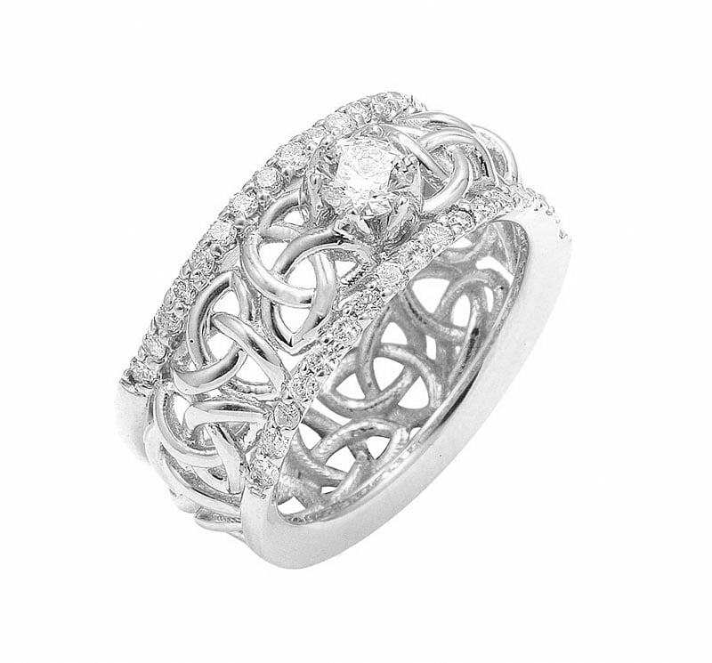 Product image for Celtic Wedding Ring - Ladies White Gold Celtic Trinity Love Knot 0.80 ct. Diamond Wedding Ring