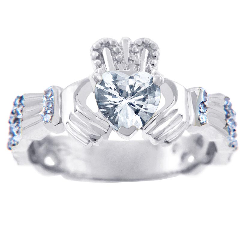 Product image for Claddagh Ring - White Gold Diamond Claddagh Ring 0.40 Carats with Clear Stone