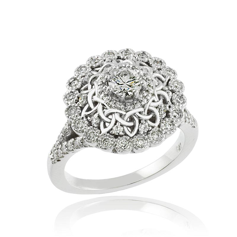 Product image for Celtic Ring - 14k White Gold Celtic 1 ct. Diamond Engagement Ring