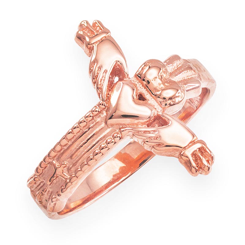 Product image for Claddagh Ring - Rose Gold Classic Claddagh Cross Ring