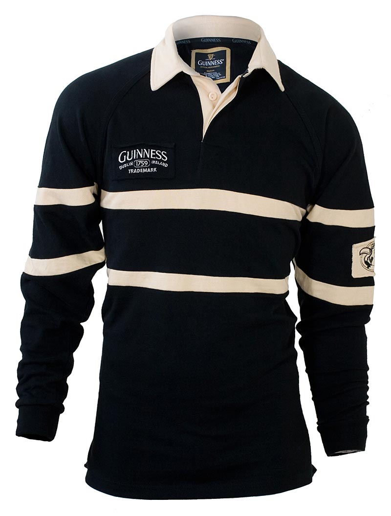 Product image for Irish Shirt | Black and Cream Traditional Guinness Rugby Shirt